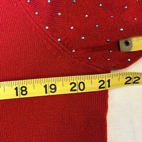 Very Soft & Stylish Red Sweater With Embellishments And Matching Scarf - Picture 5 of 6